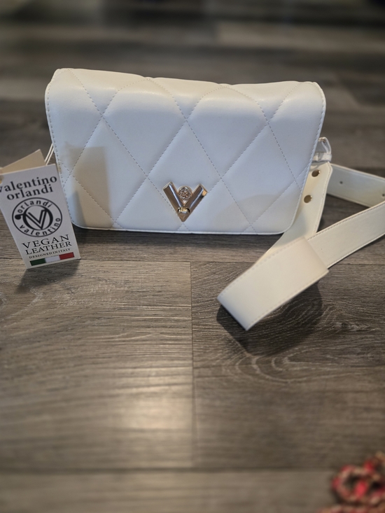 Valentino Orlandi Handbags - Valentino Orlandi White Quilted Crossbody Bag Gold Accent 9.5 X 5.5